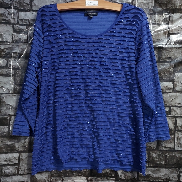 Notations Layered Ruffle Bling Blouse - Picture 4 of 17